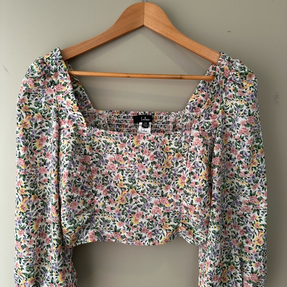 Lulu's Cream Puff Sleeve Smocked Blouse